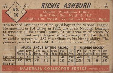 Richie Ashburn  baseball card collectible - Main Image 2