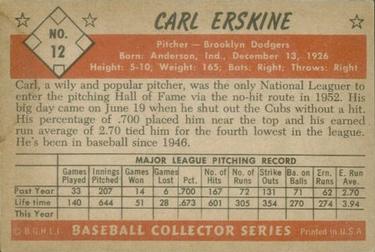 Carl Erskine  baseball card collectible - Main Image 2