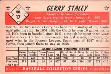 Jerry Staley  baseball card collectible - Main Image 2