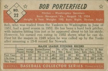 Bob Porterfield  baseball card collectible - Main Image 2