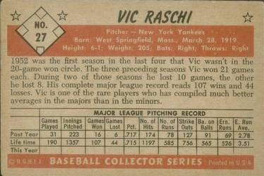Vic Raschi  baseball card collectible - Main Image 2