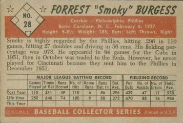 Forrest "Smoky” Burgess  baseball card collectible - Main Image 2