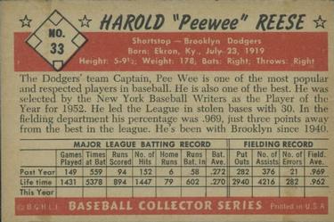 Pee Wee Reese  baseball card collectible - Main Image 2