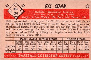 Gil Coan  baseball card collectible - Main Image 2