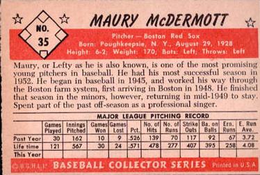 Maury McDermott  baseball card collectible - Main Image 2