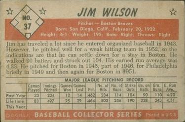 Jim Wilson  baseball card collectible - Main Image 2