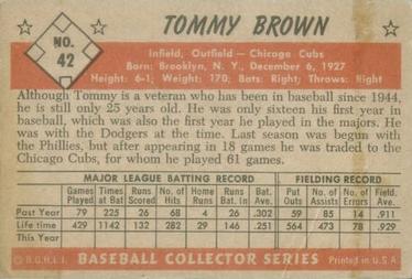 Tommy Brown  baseball card collectible - Main Image 2