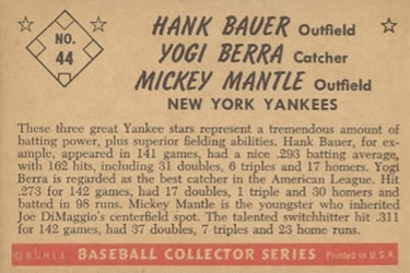 Hank Bauer / Yogi Berra / Mickey Mantle  baseball card collectible - Main Image 2