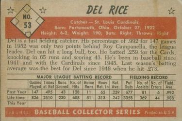 Del Rice  baseball card collectible - Main Image 2