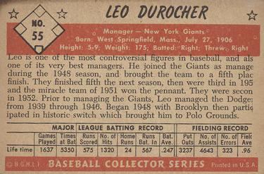 Leo Durocher  baseball card collectible - Main Image 2