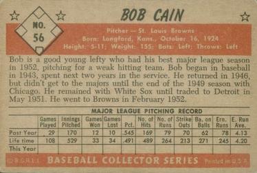 Bob Cain  baseball card collectible - Main Image 2