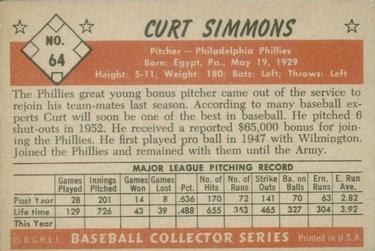 Curt Simmons  baseball card collectible - Main Image 2
