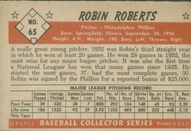 Robin Roberts  baseball card collectible - Main Image 2