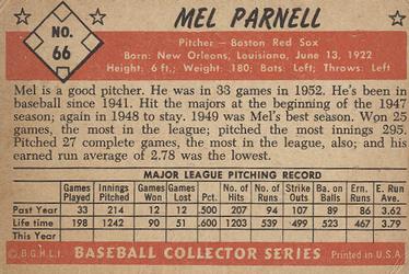 Mel Parnell  baseball card collectible - Main Image 2