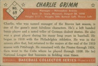 Charlie Grimm  baseball card collectible - Main Image 2