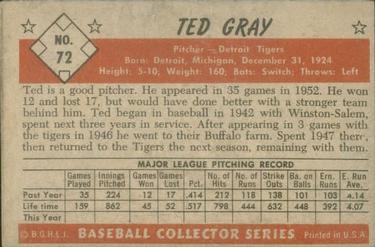 Ted Gray  baseball card collectible - Main Image 2