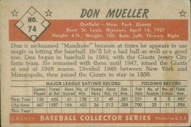Don Mueller  baseball card collectible - Main Image 2