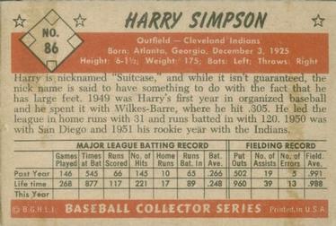 Harry Simpson  baseball card collectible - Main Image 2