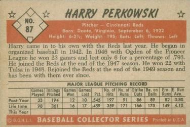 Harry Perkowski  baseball card collectible - Main Image 2