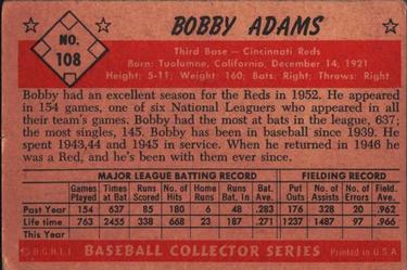 Bobby Adams  baseball card collectible - Main Image 2