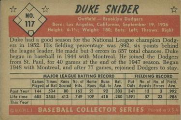 Duke Snider  baseball card collectible - Main Image 2