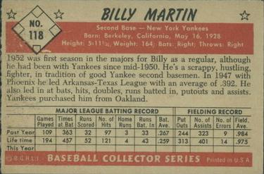 Billy Martin  baseball card collectible - Main Image 2