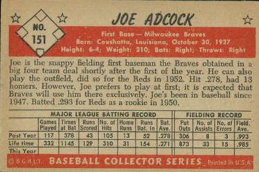 Joe Adcock  baseball card collectible - Main Image 2