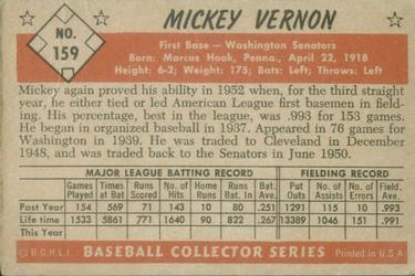 Mickey Vernon  baseball card collectible - Main Image 2