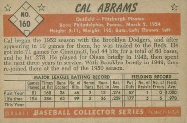 Cal Abrams  baseball card collectible - Main Image 2