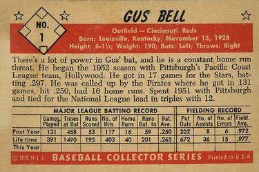 Gus Bell  baseball card collectible - Main Image 2