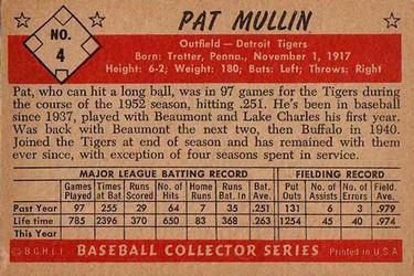 Pat Mullin  baseball card collectible - Main Image 2
