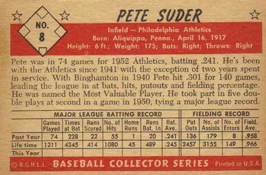Pete Suder  baseball card collectible - Main Image 2