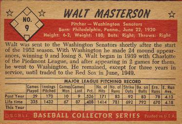 Walt Masterson  baseball card collectible - Main Image 2