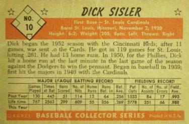 Dick Sisler  baseball card collectible - Main Image 2