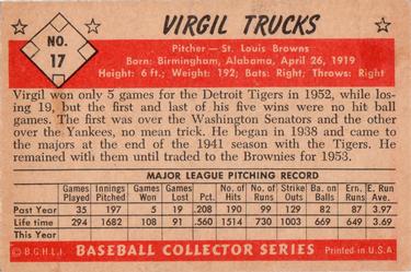 Virgil Trucks  baseball card collectible - Main Image 2