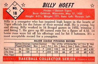 Billy Hoeft  baseball card collectible - Main Image 2
