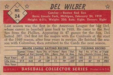 Del Wilber  baseball card collectible - Main Image 2
