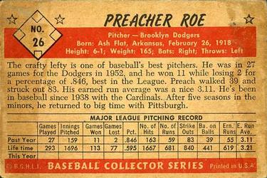 Preacher Roe  baseball card collectible - Main Image 2