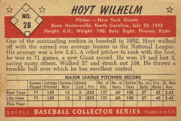 Hoyt Wilhelm  baseball card collectible - Main Image 2