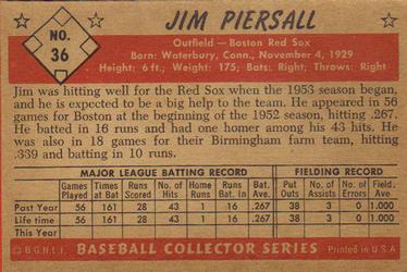 Jim Piersall  baseball card collectible - Main Image 2