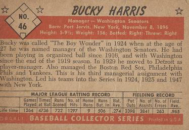 Bucky Harris  baseball card collectible - Main Image 2