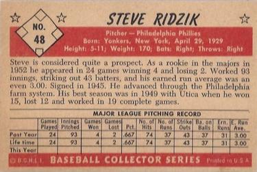 Steve Ridzik  baseball card collectible - Main Image 2