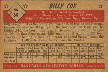 Billy Cox  baseball card collectible - Main Image 2