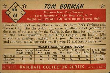 Tom Gorman  baseball card collectible - Main Image 2