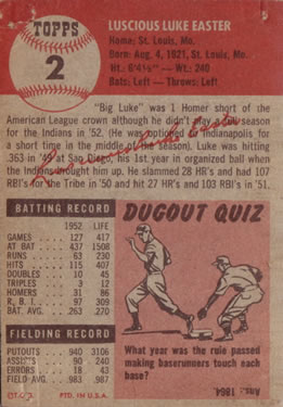 Luke Easter  baseball card collectible - Main Image 2