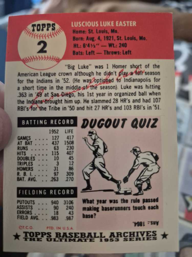 Luke Easter  baseball card collectible - Main Image 3