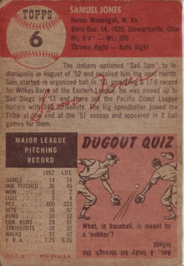 Sam Jones  baseball card collectible - Main Image 2