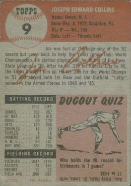 Joe Collins  baseball card collectible - Main Image 2