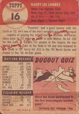 Peanuts Lowrey  baseball card collectible - Main Image 2