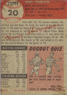 Hank Thompson  baseball card collectible - Main Image 2